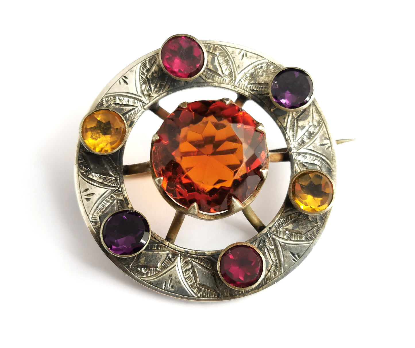 Antique Victorian Scottish silver and paste brooch