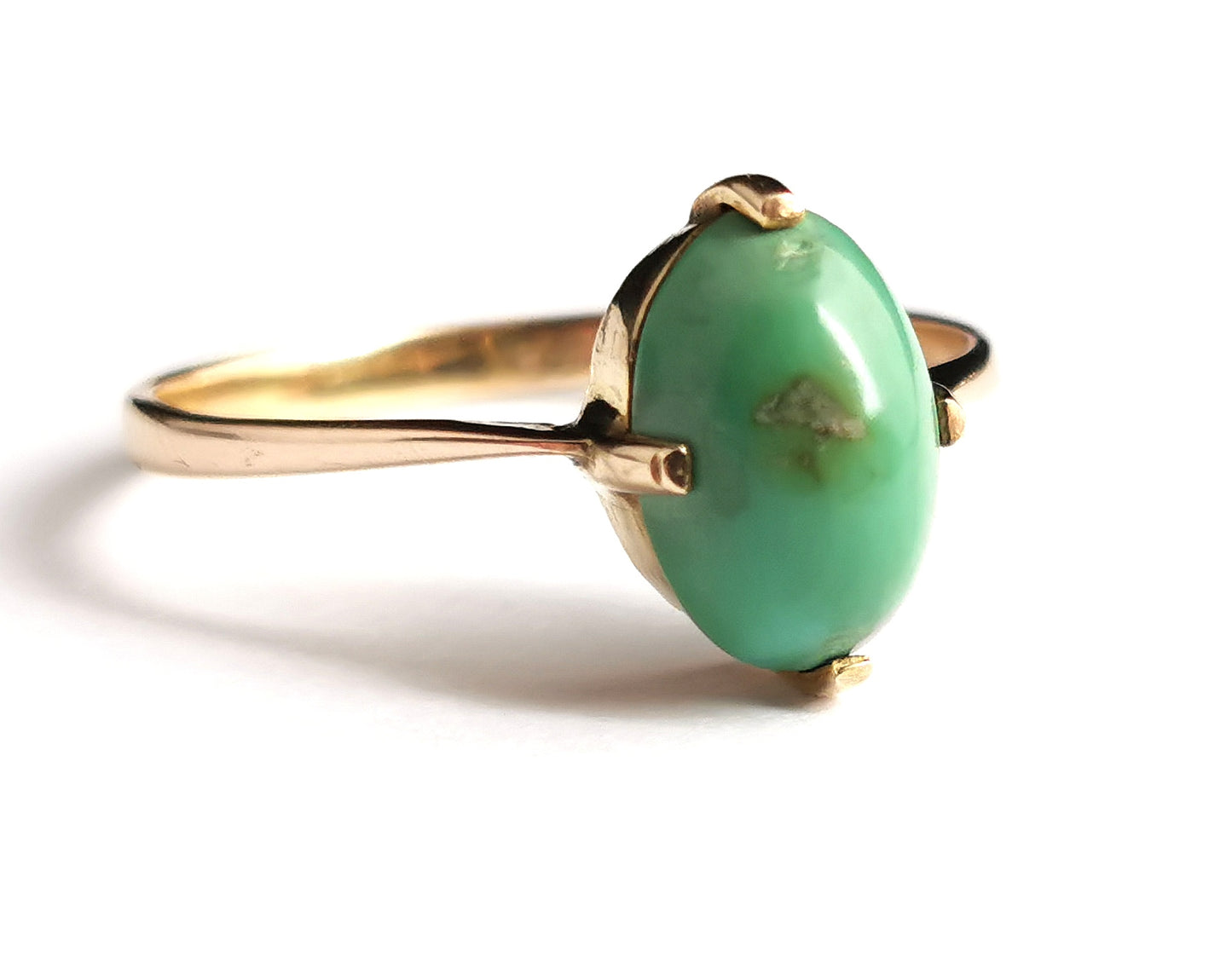 Vintage Art Deco Turquoise solitaire ring, 9ct gold