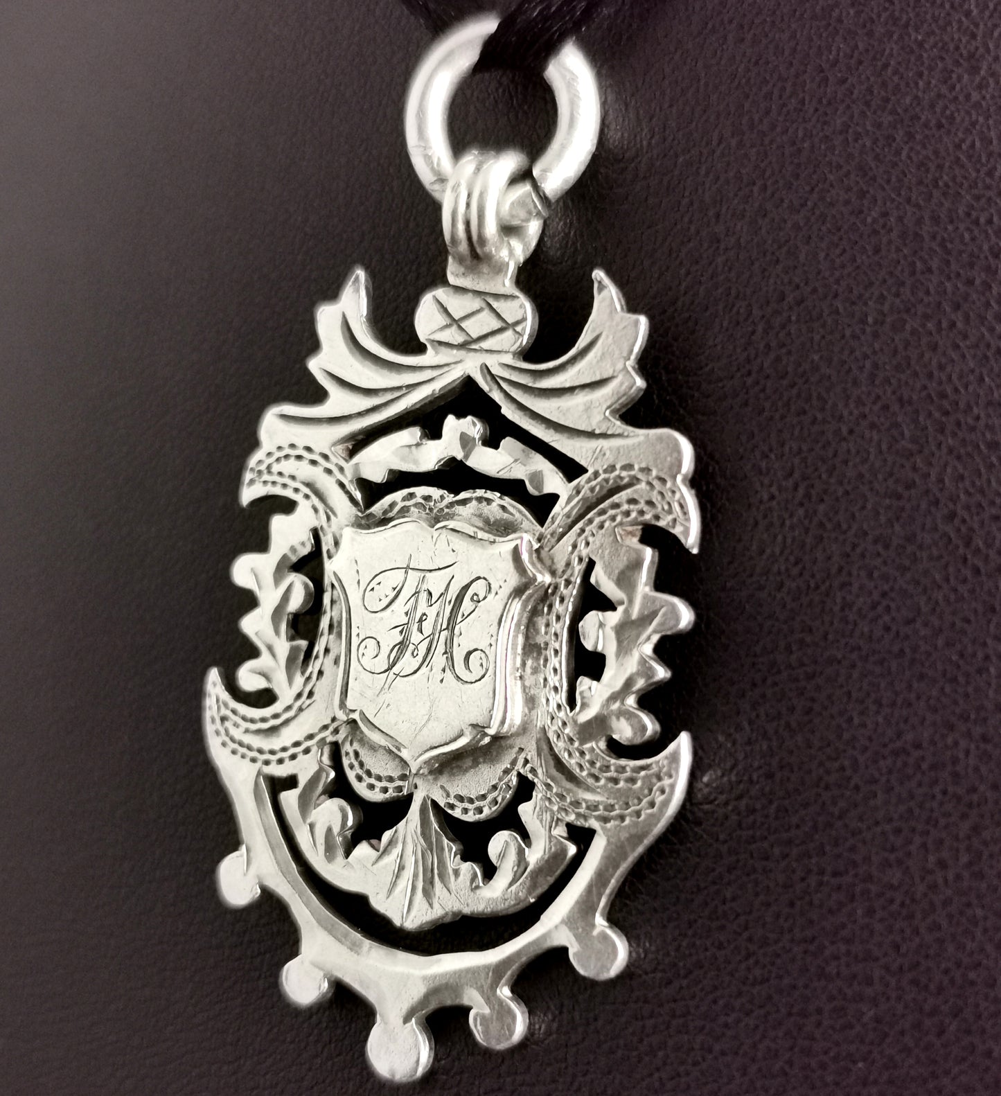 Antique Victorian silver Watch fob pendant, Gymnastics