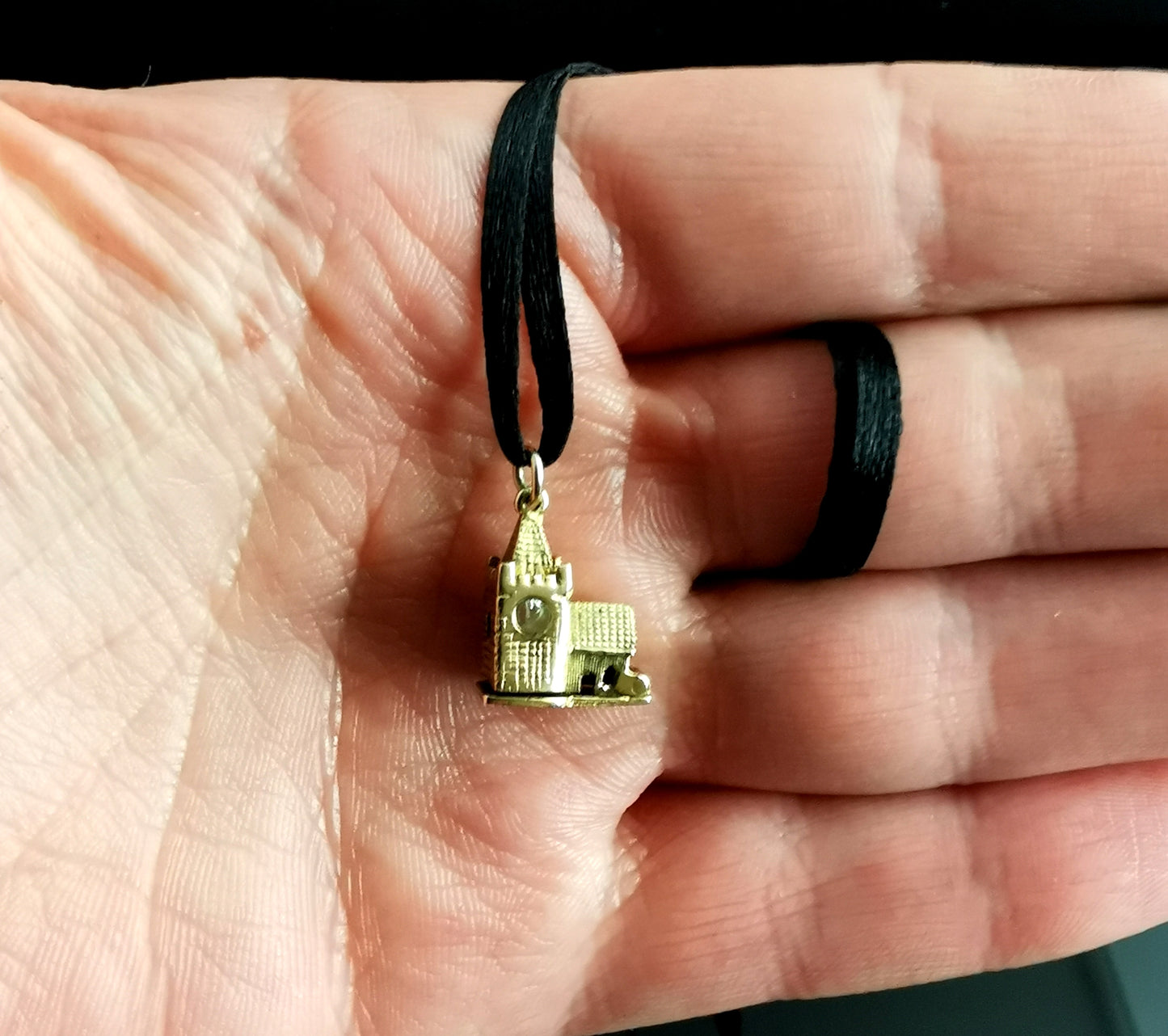 Vintage 9ct gold Church charm, pendant, Wedding, Stanhope