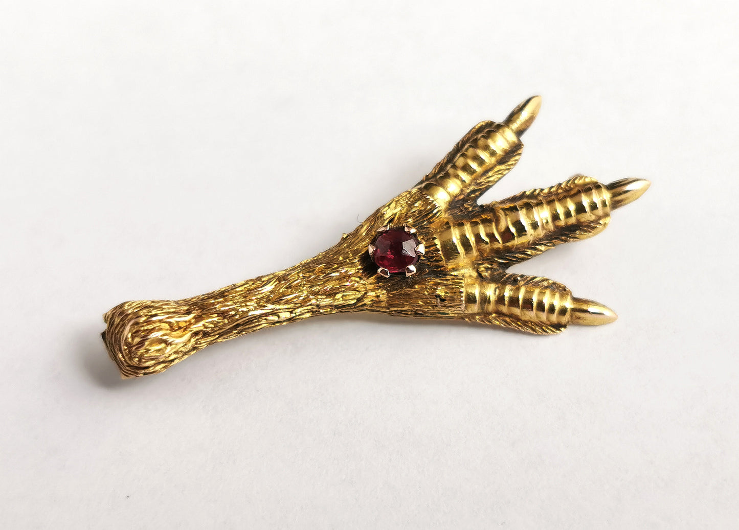 Antique 15ct gold and Ruby claw brooch, Victorian