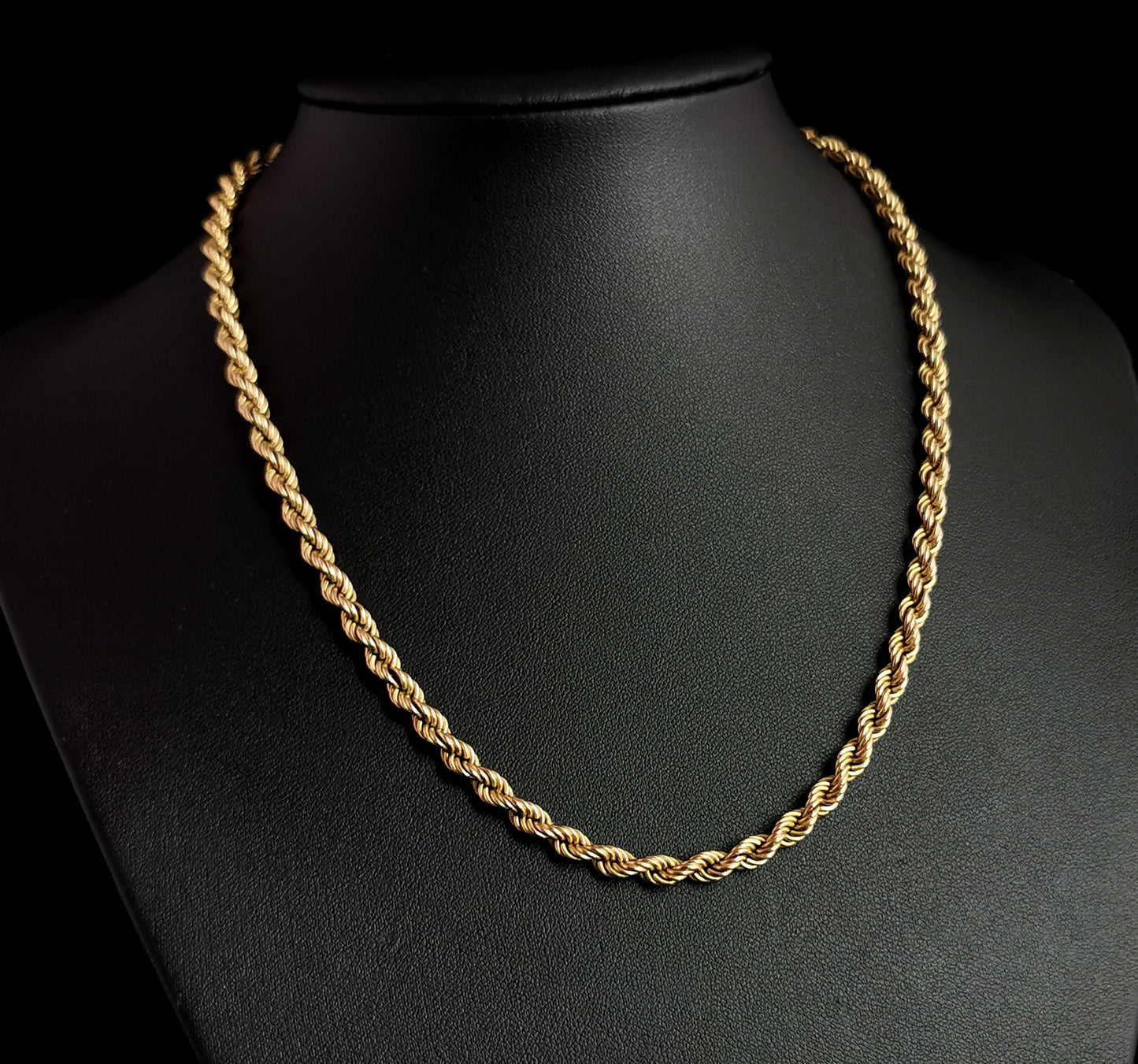 Vintage 9ct yellow gold Rope Chain necklace, Italian