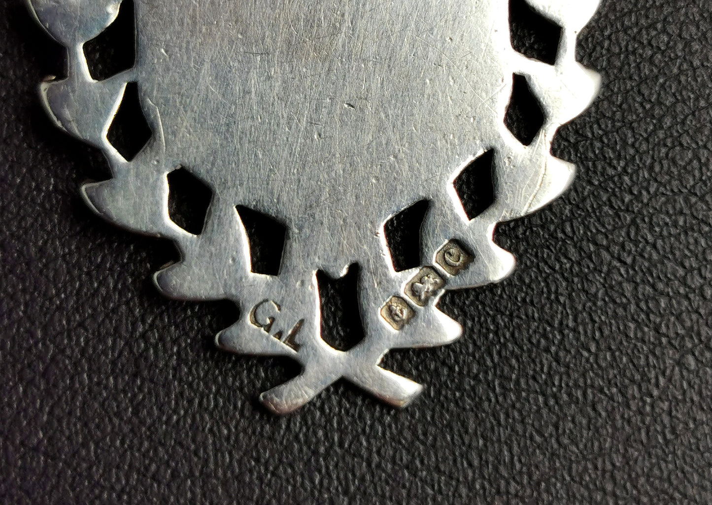 Antique Edwardian silver shield fob pendant, watch fob, 9ct Rose gold