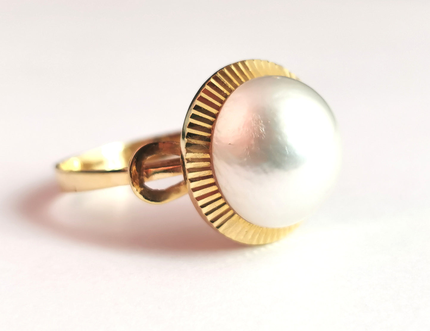 Vintage Mabe pearl cocktail ring, 14ct yellow gold