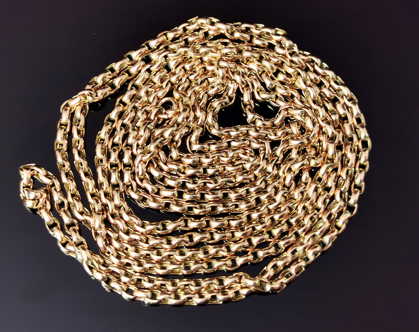 Antique 9ct gold longuard chain necklace, Victorian