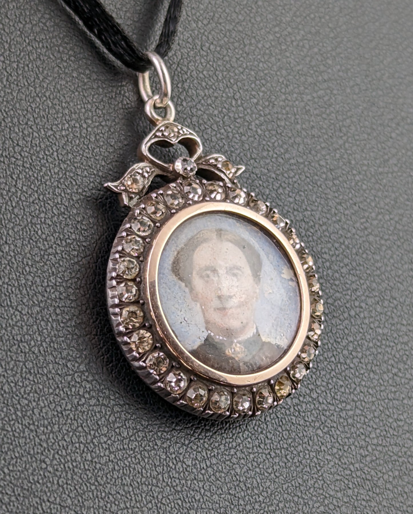 Antique paste locket pendant, portrait, 900 silver