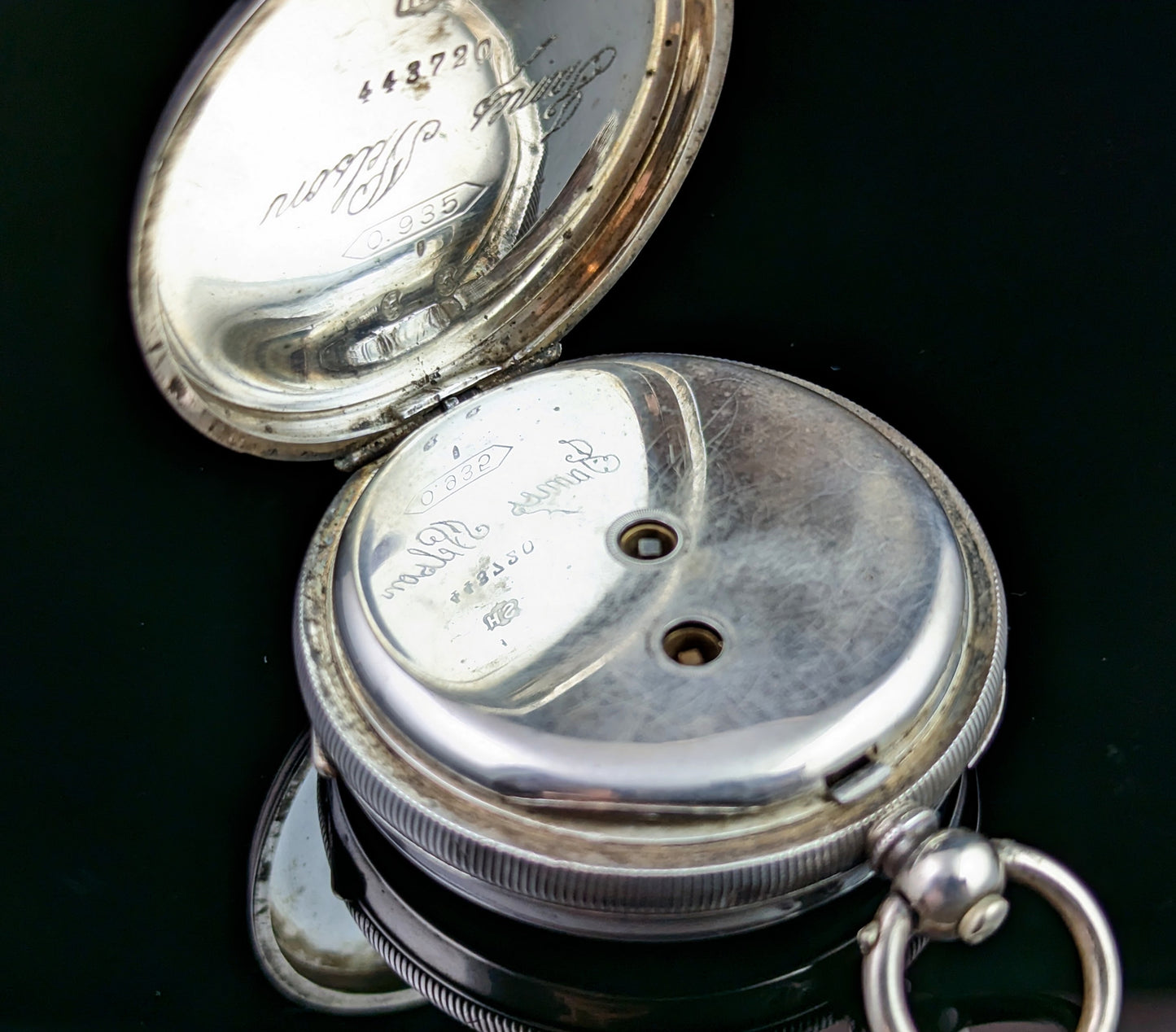 Antique silver pocket watch, Fob watch, Swiss