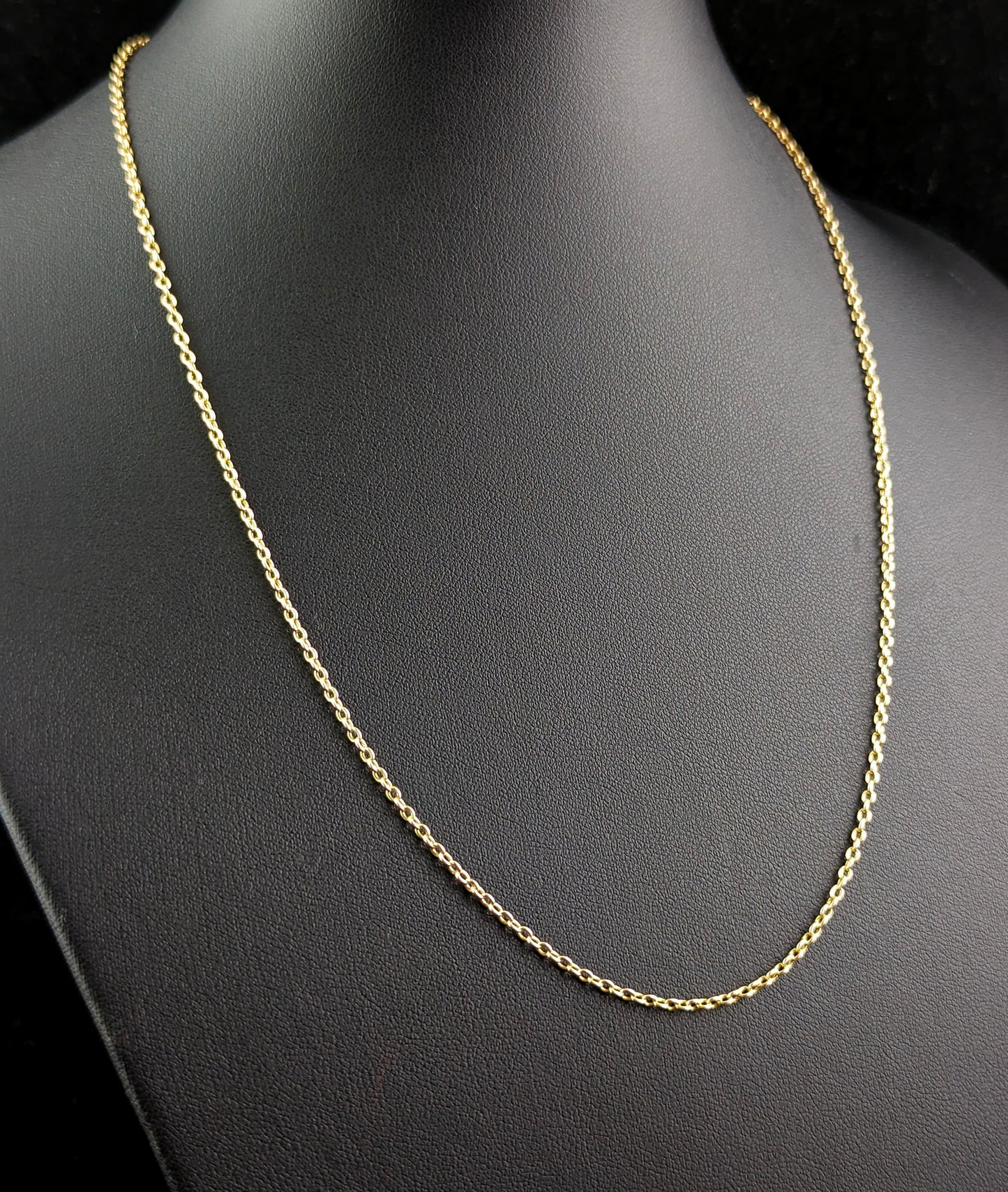 Antique 15ct yellow gold chain necklace, rolo link, Edwardian