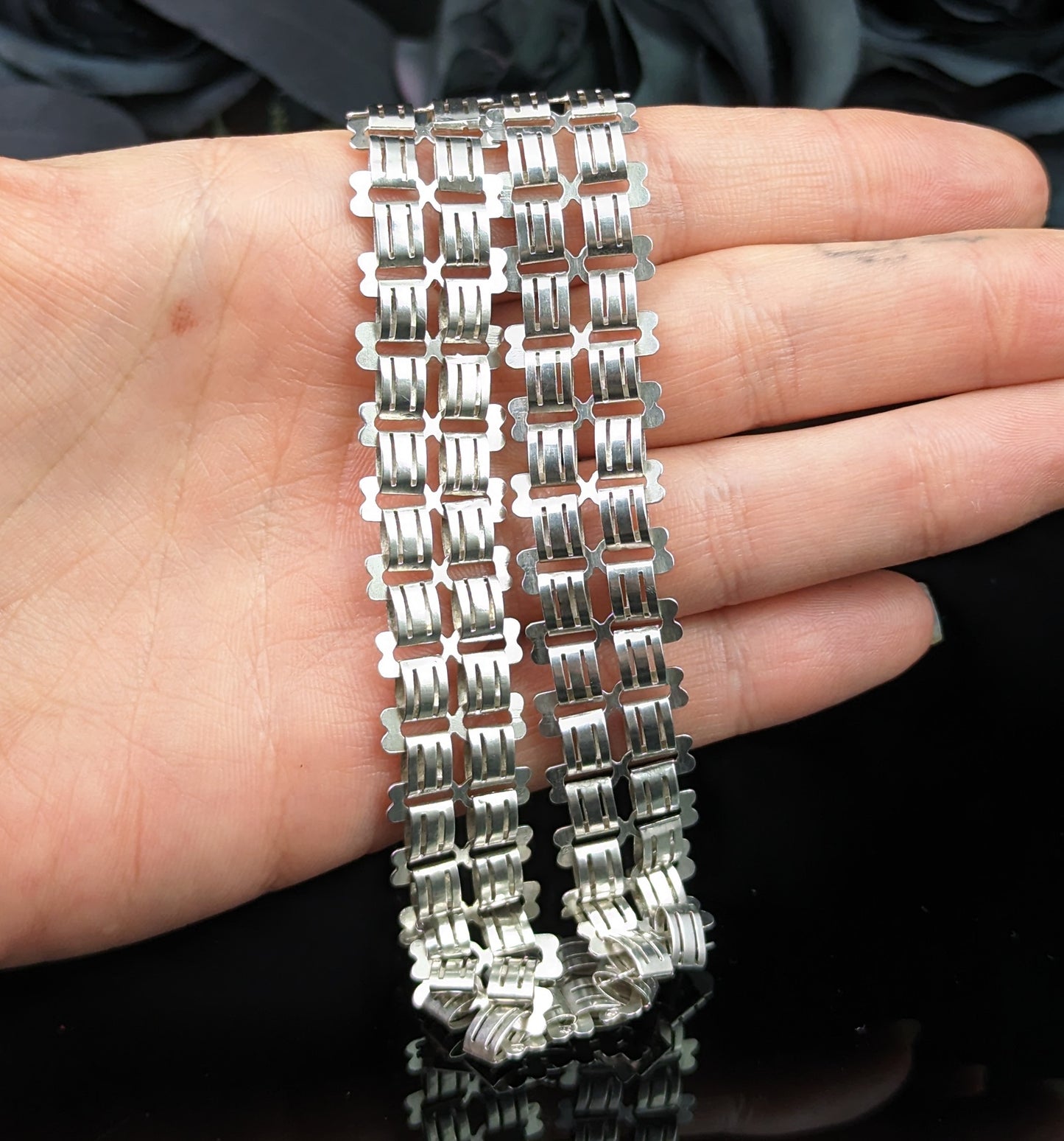 Antique Victorian silver book chain necklace, Aesthetic