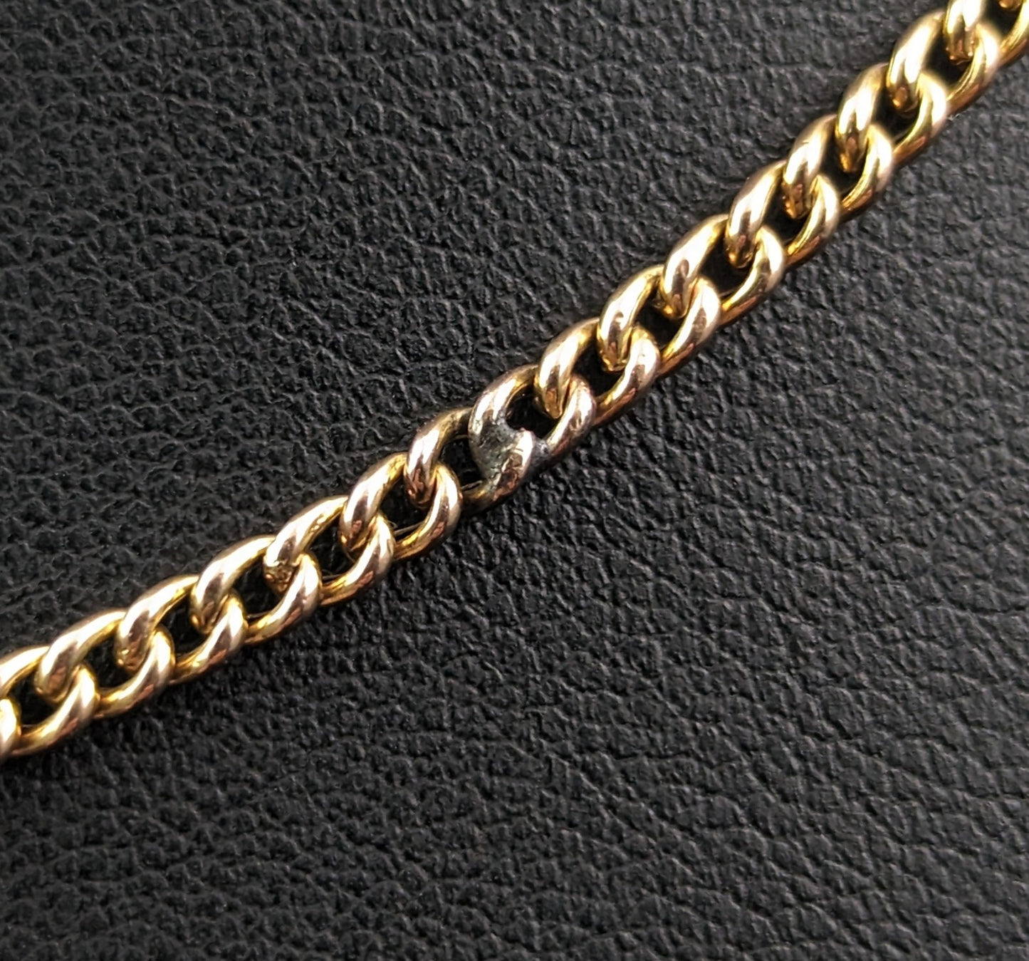 Antique 9ct gold Albert chain, watch chain, curb link