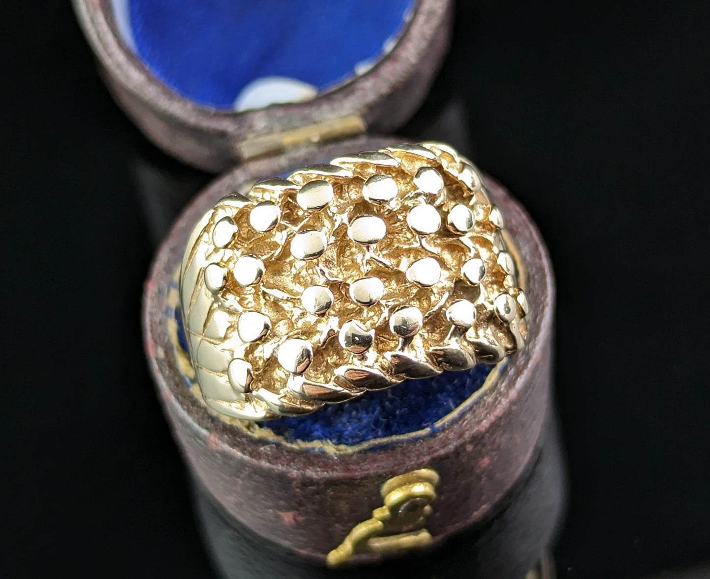 Vintage 9ct yellow gold keeper ring, chunky