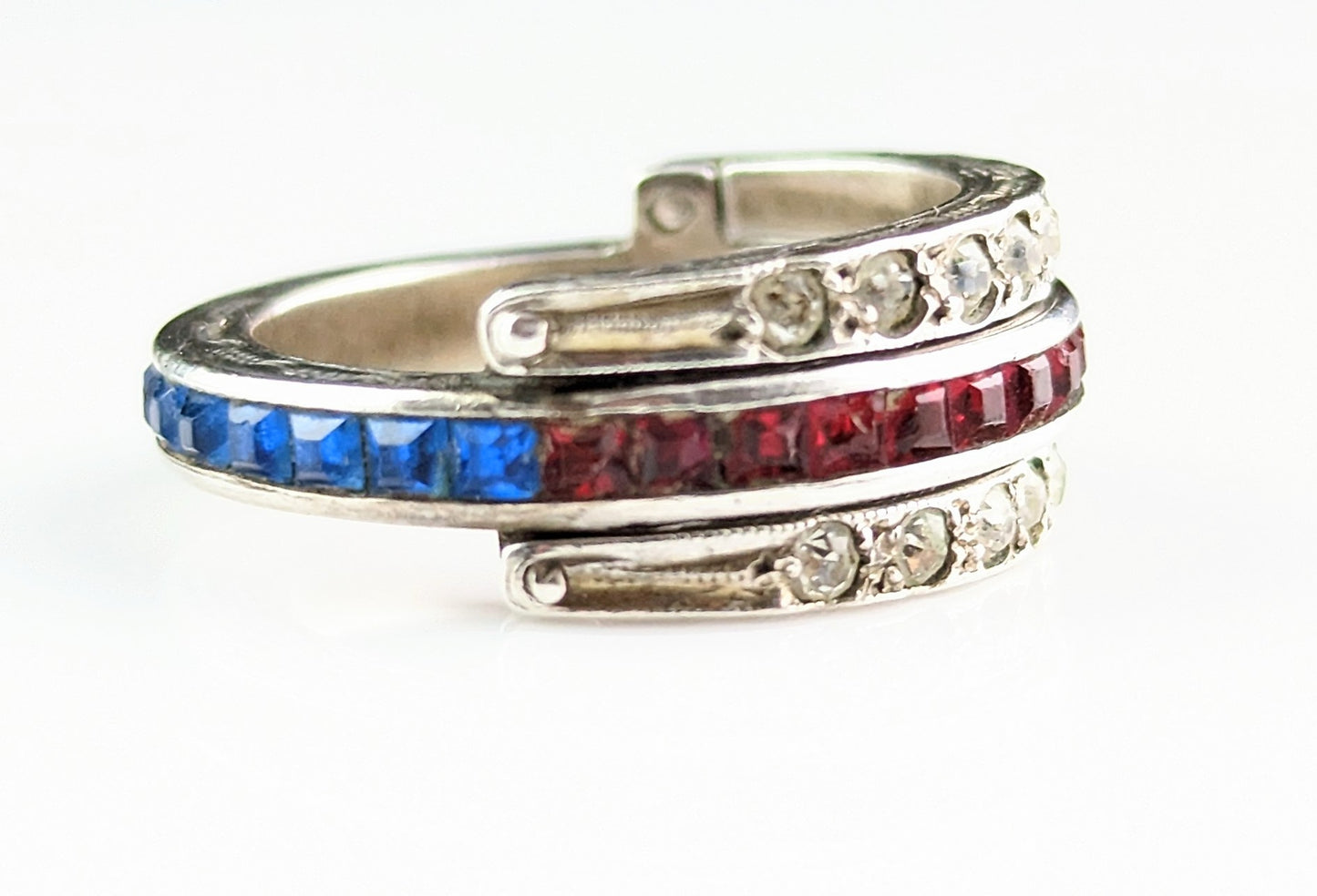 Vintage Art Deco paste Eternity ring, Day to Night, Flippable