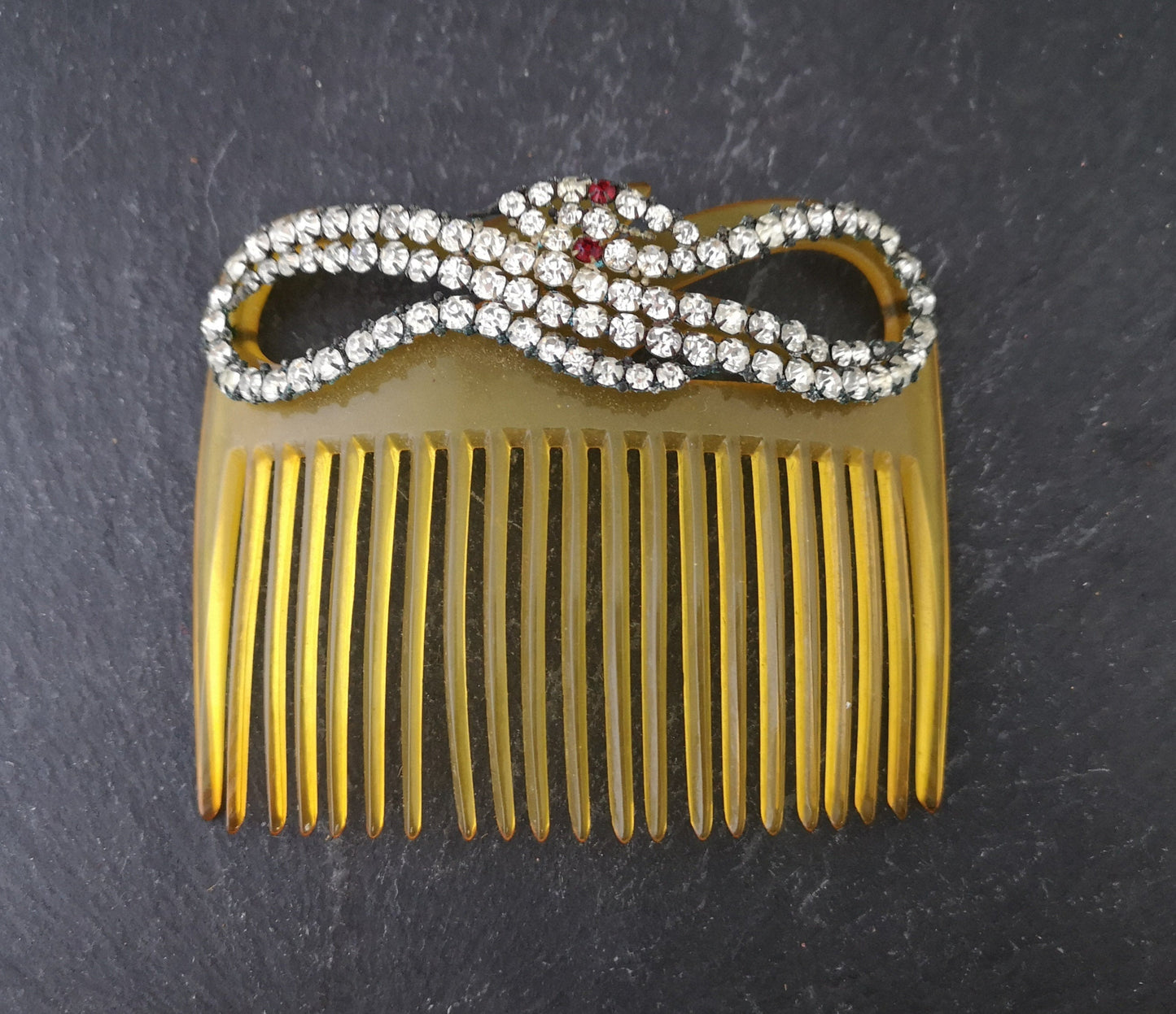 Antique Victorian paste snake hair comb, celluloid