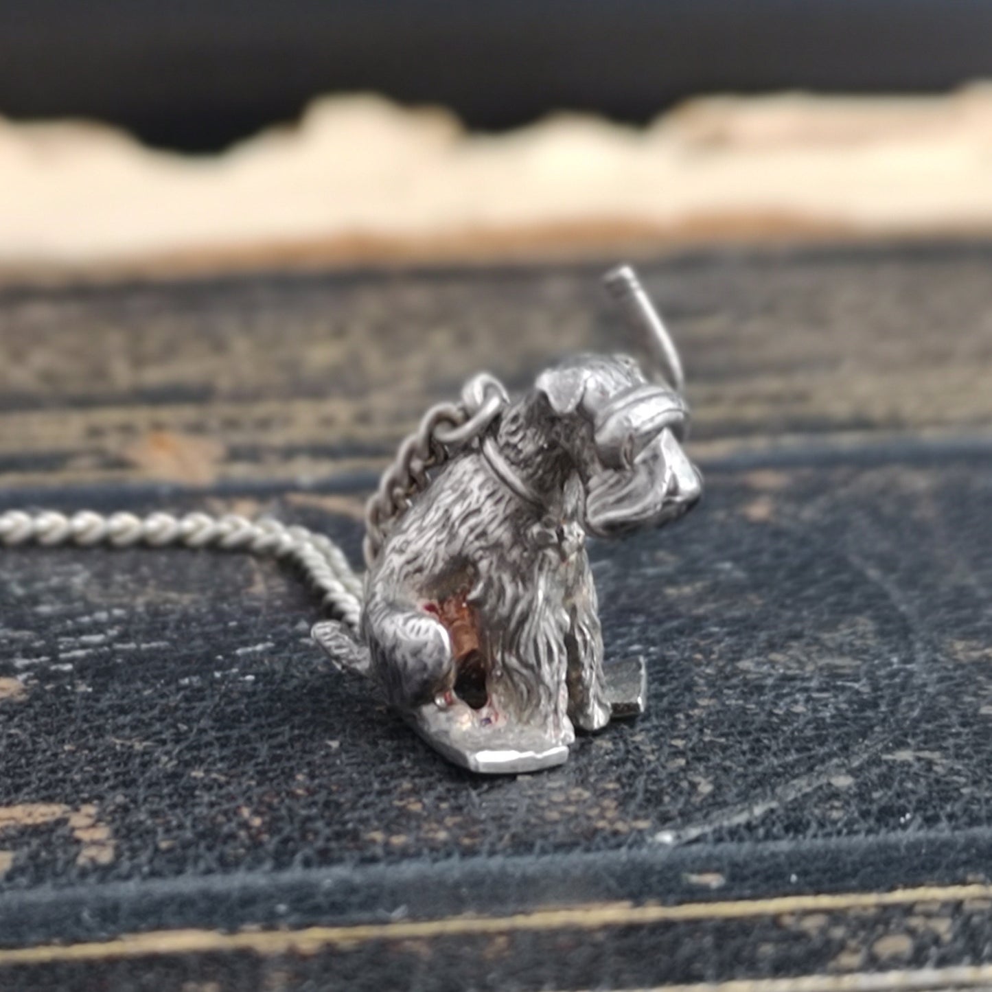 Vintage Russian silver watch chain, scuba dog