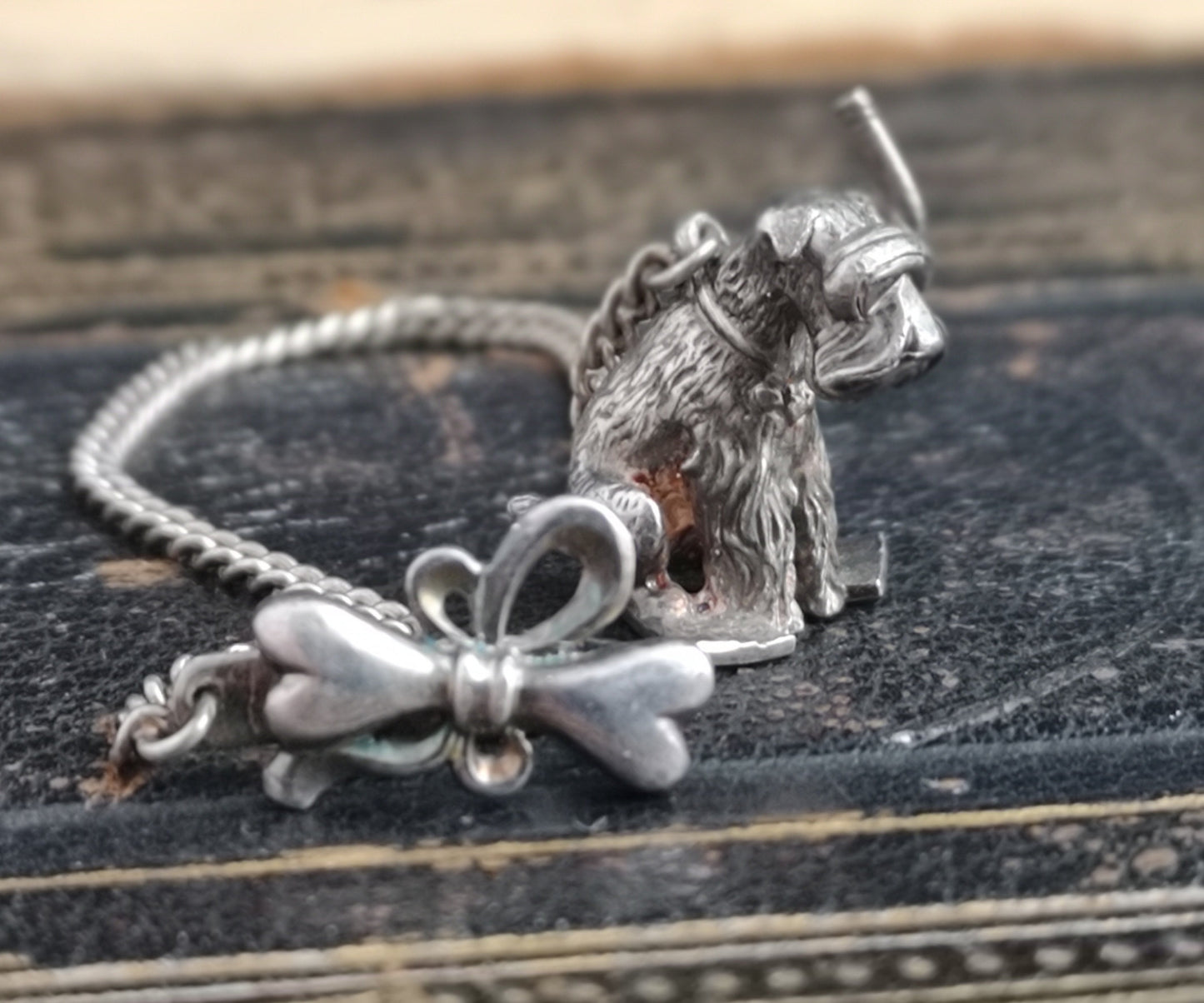 Vintage Russian silver watch chain, scuba dog