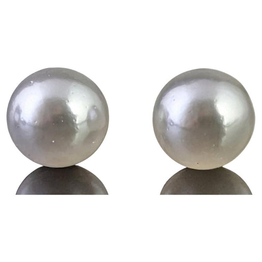 Vintage Art Deco cultured pearl stud earrings, Sterling silver