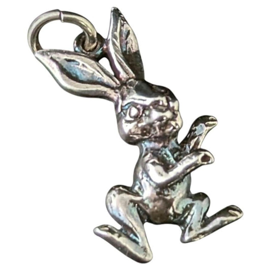 Vintage sterling silver rabbit charm, dainty pendant