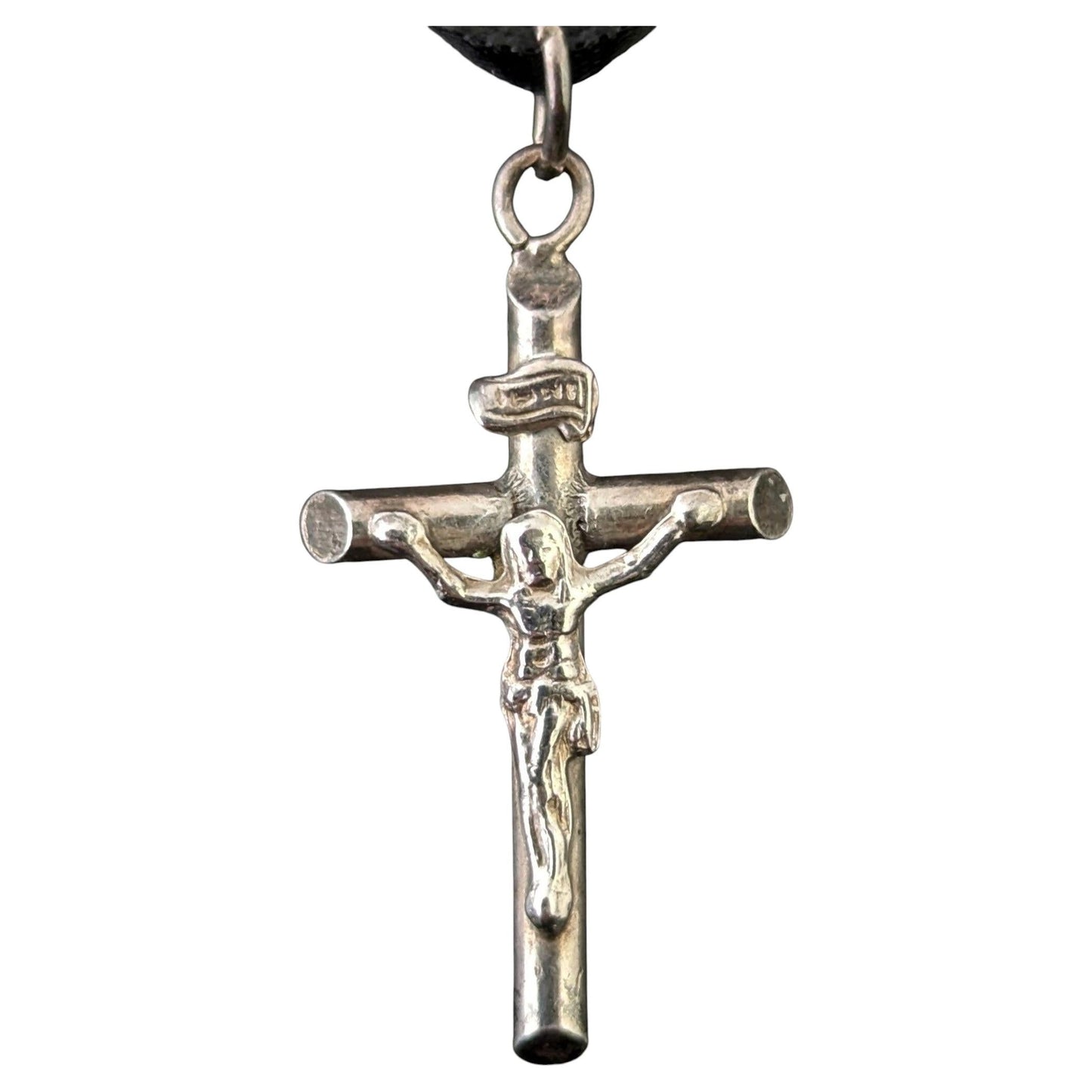 Tiny vintage sterling silver cross pendant, charm