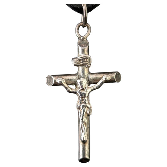 Tiny vintage sterling silver cross pendant, charm