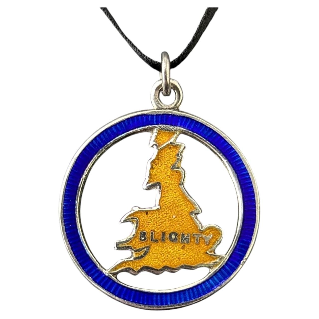 Rare vintage silver Blighty pendant, enamel, WW2