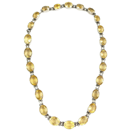Antique Georgian Citrine riviere necklace, sterling silver