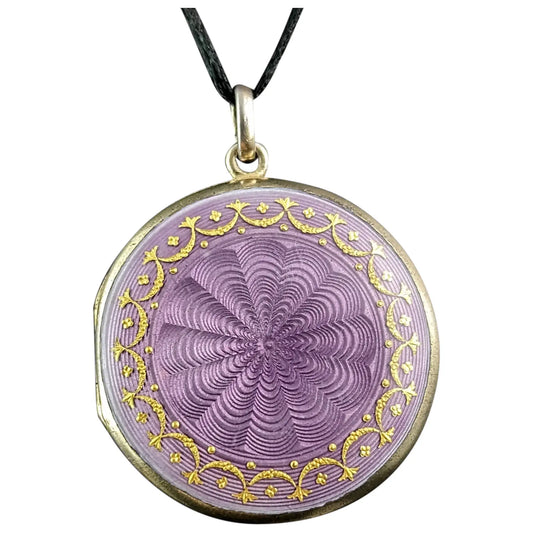 Antique silver gilt and Guilloche enamel locket
