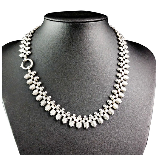 Antique Victorian sterling silver book chain necklace, Aesthetic