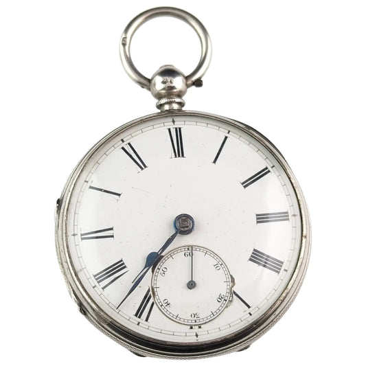 Antique sterling silver pocket watch, mid Victorian