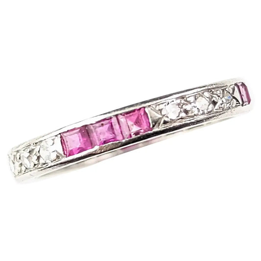Art Deco Ruby and Diamond eternity ring, Platinum