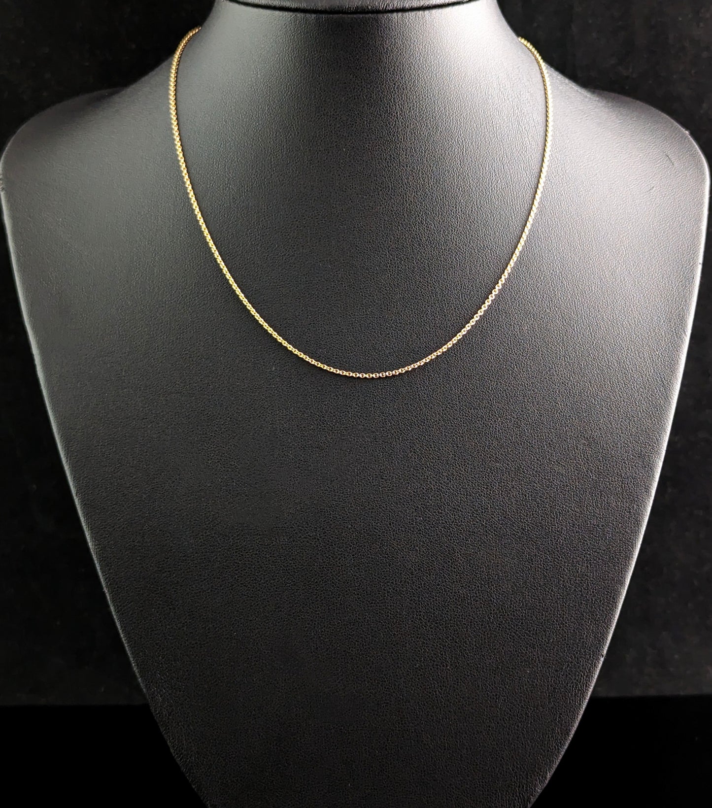 Antique 9ct gold trace link chain necklace, Edwardian, Dainty