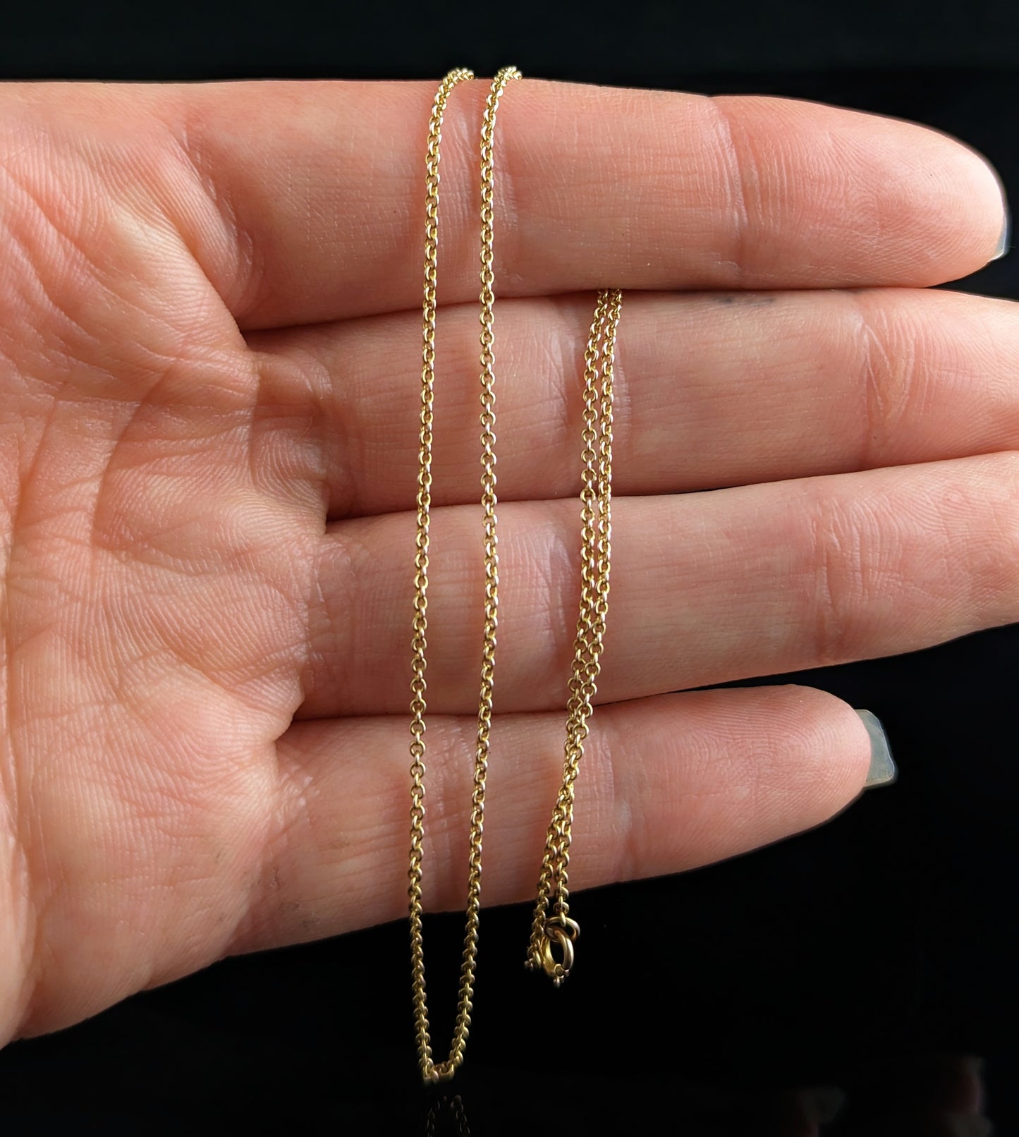 Antique 9ct gold trace link chain necklace, Edwardian, Dainty