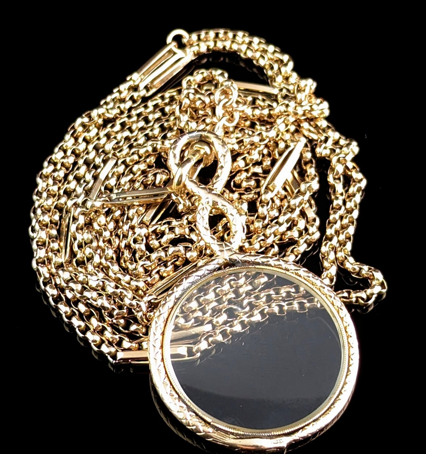 Antique Georgian 15ct gold Ouroboros quizzing glass pendant