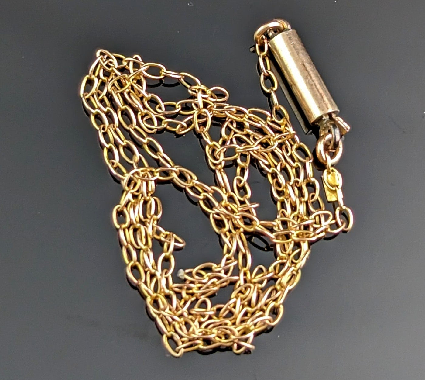 Antique 9k gold Trace link chain necklace, Dainty, Edwardian