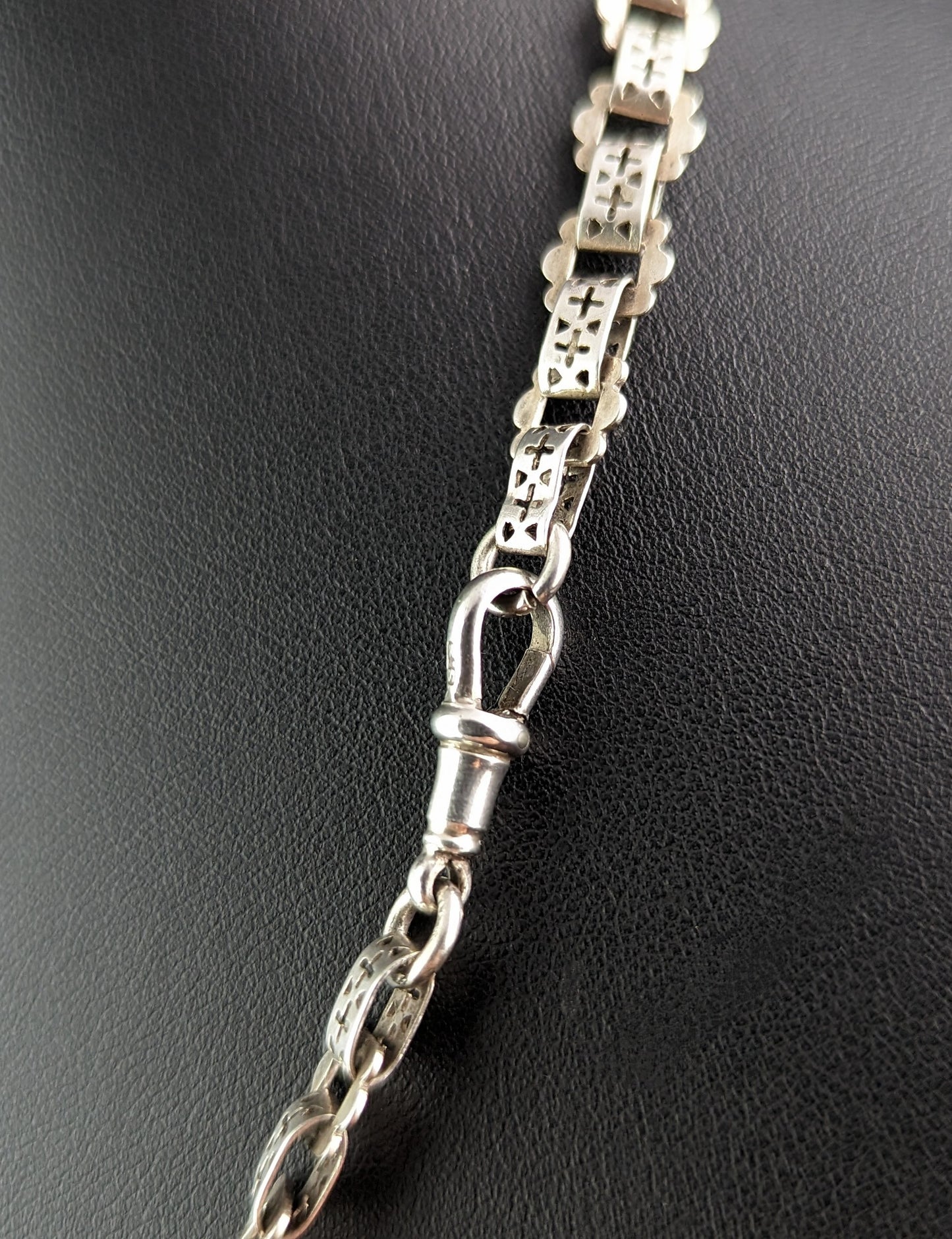 Antique Victorian silver book chain necklace, Victorian collar