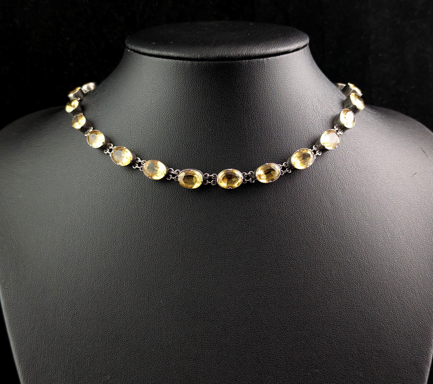 Antique Georgian Citrine riviere necklace, sterling silver