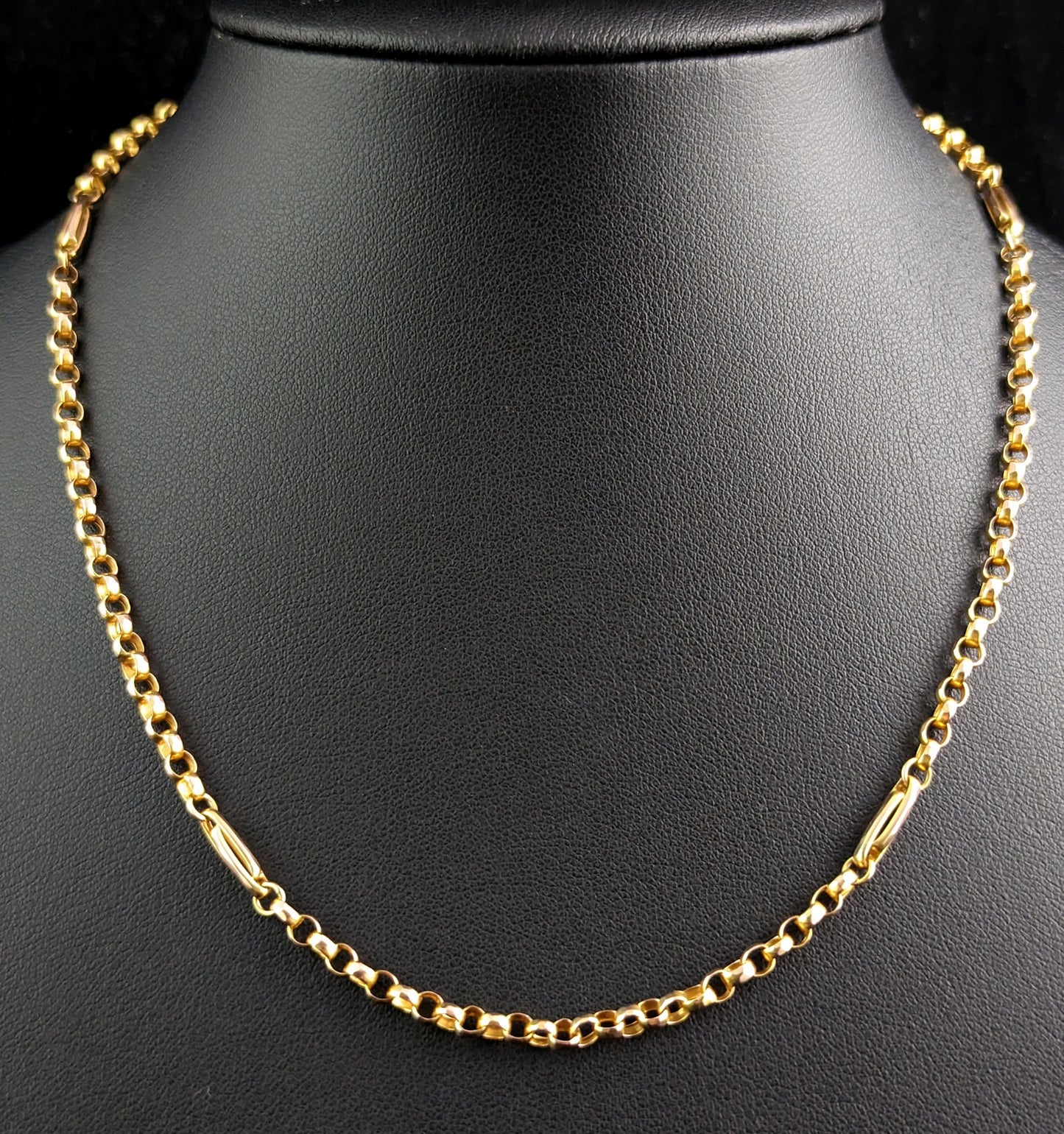 Antique 9ct gold chain necklace, Fancy link, Edwardian