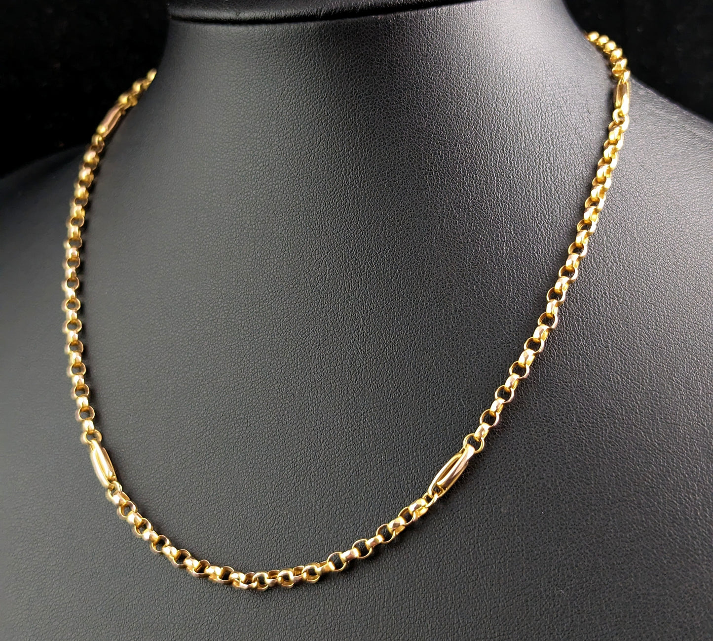 Antique 9ct gold chain necklace, Fancy link, Edwardian
