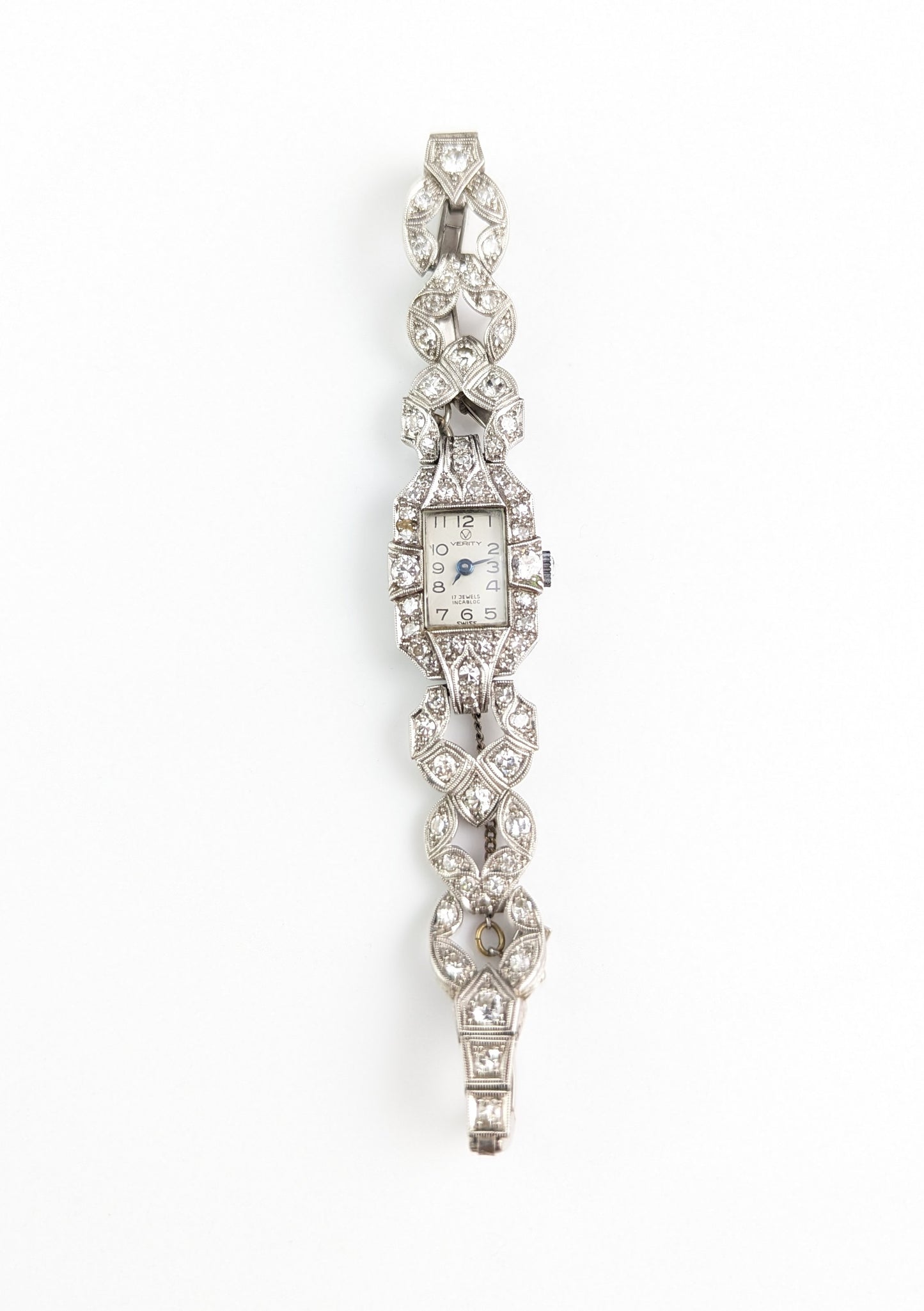 Vintage Art Deco Platinum and Diamond cocktail watch, ladies wristwatch