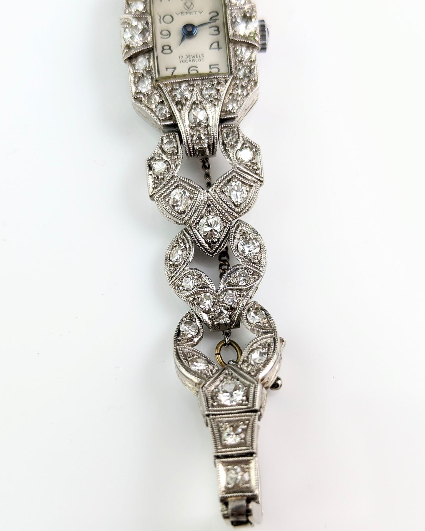 Vintage Art Deco Platinum and Diamond cocktail watch, ladies wristwatch