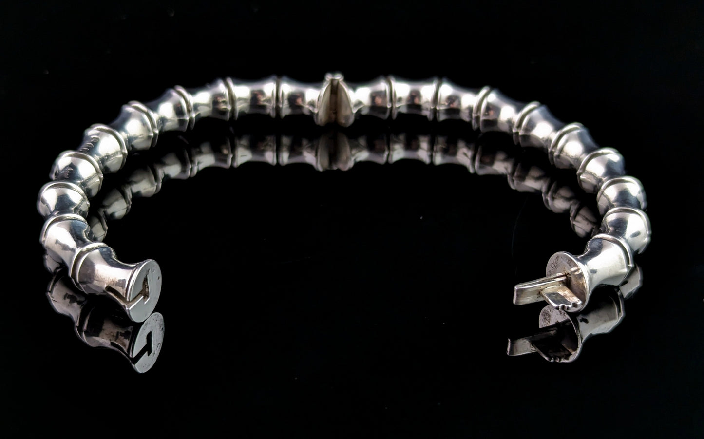 Vintage Art Deco silver bamboo bangle, bracelet