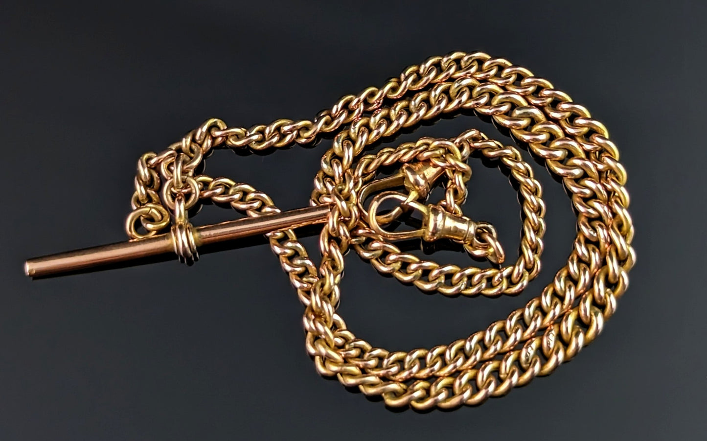 Antique 9ct gold Albert chain, watch chain, Art Deco