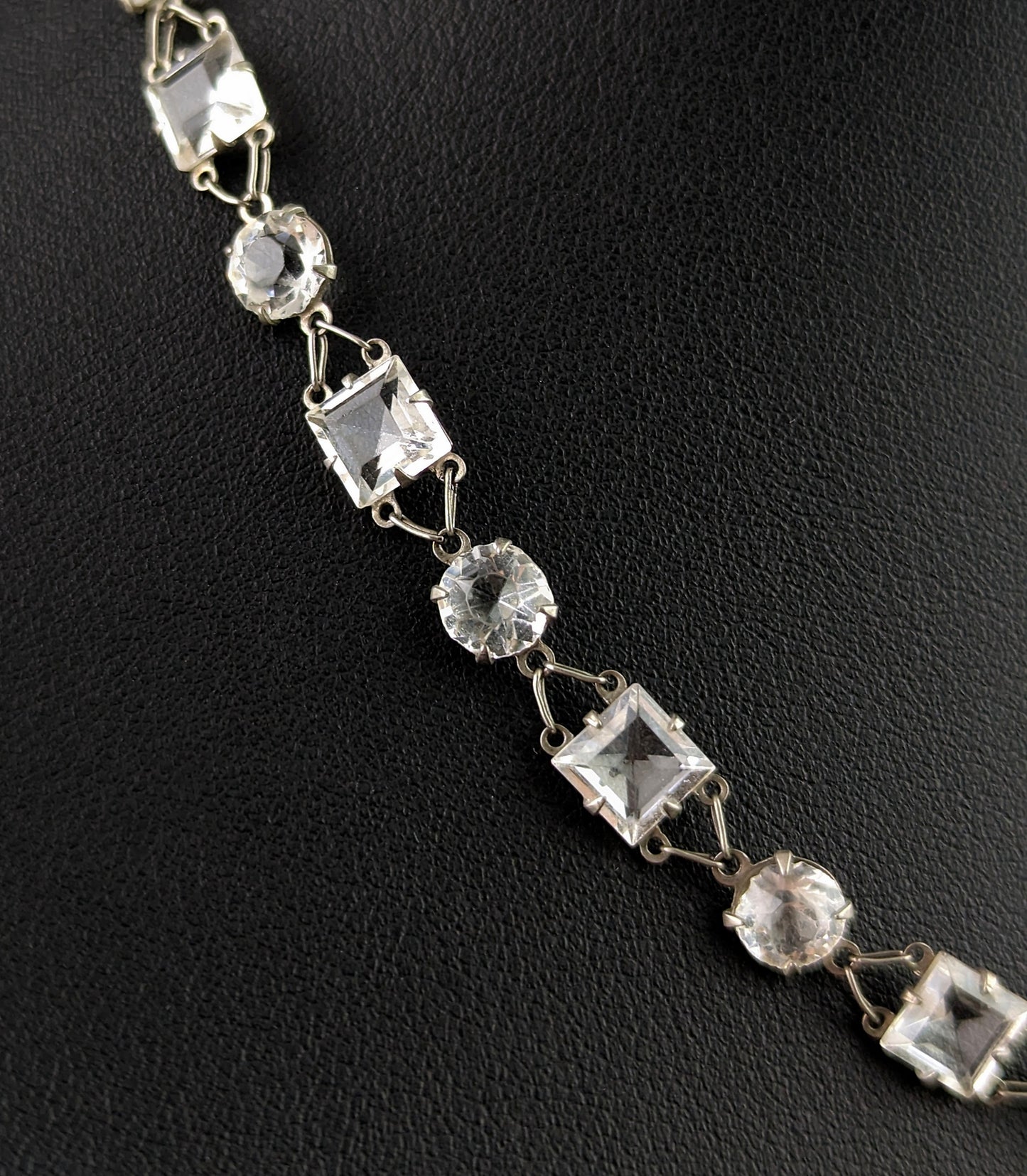 Vintage paste Riviere necklace, 800 silver, c1930s