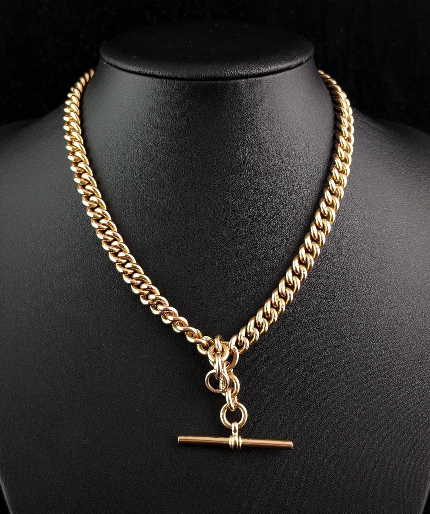 Antique 9ct gold Albert chain, watch chain necklace, Heavy