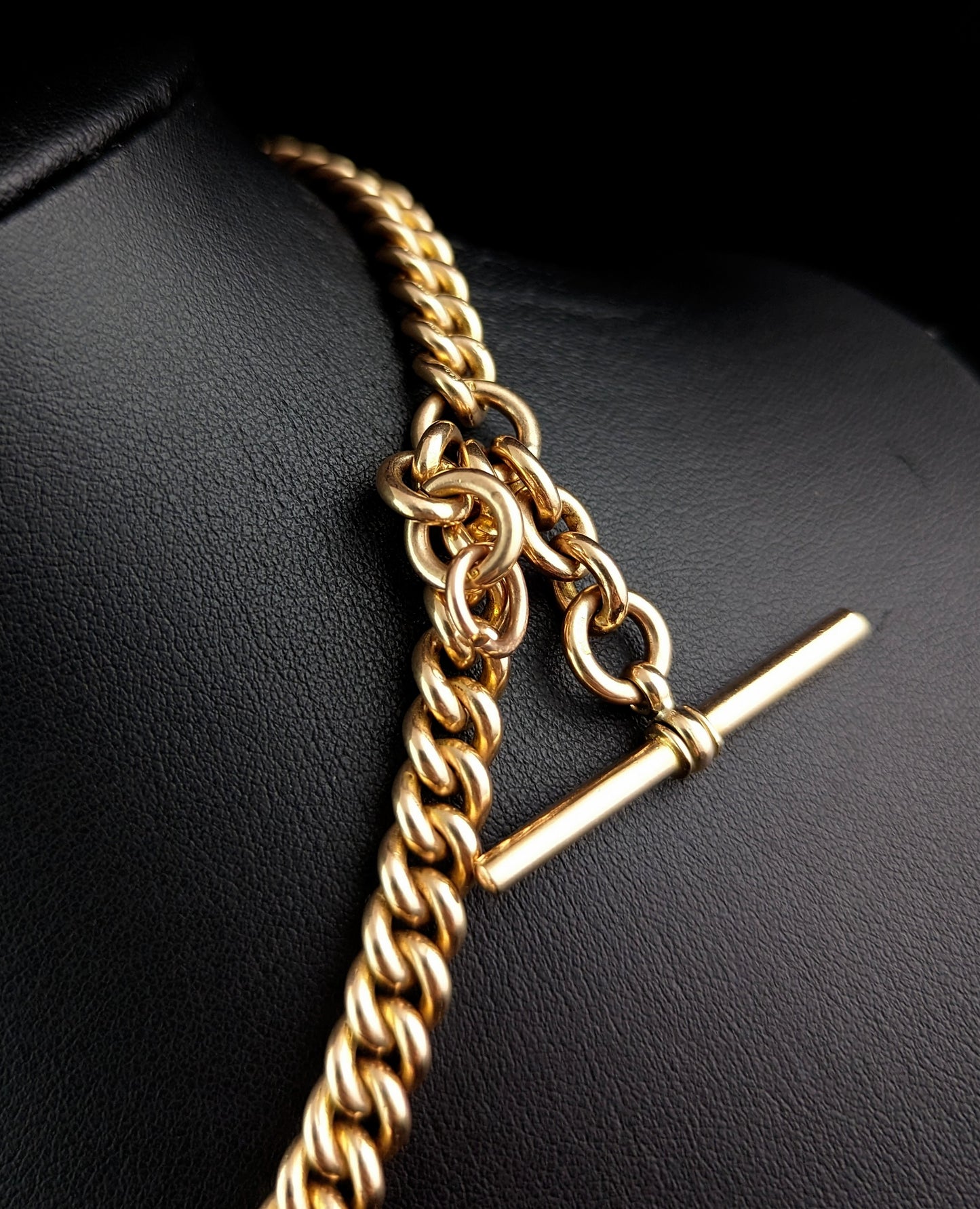 Antique 9ct gold Albert chain, watch chain necklace, Heavy