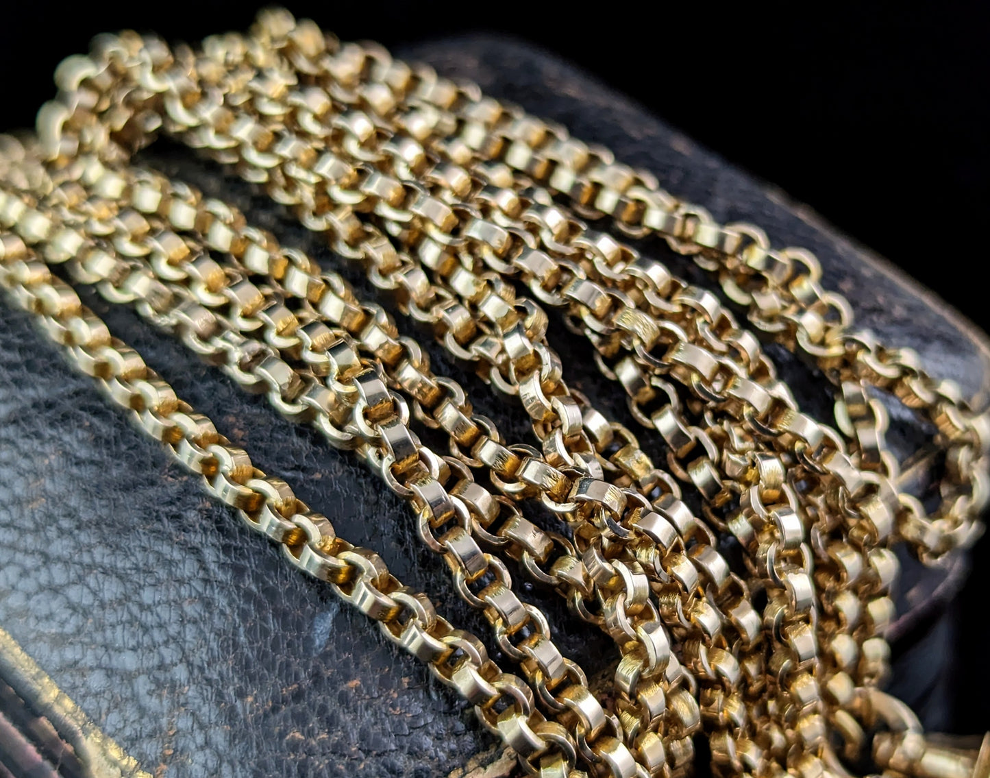 Antique 9ct gold longuard chain necklace, Victorian