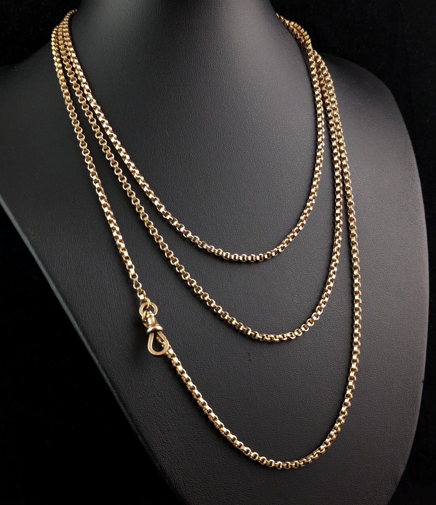 Antique 9ct gold longuard chain necklace, Victorian