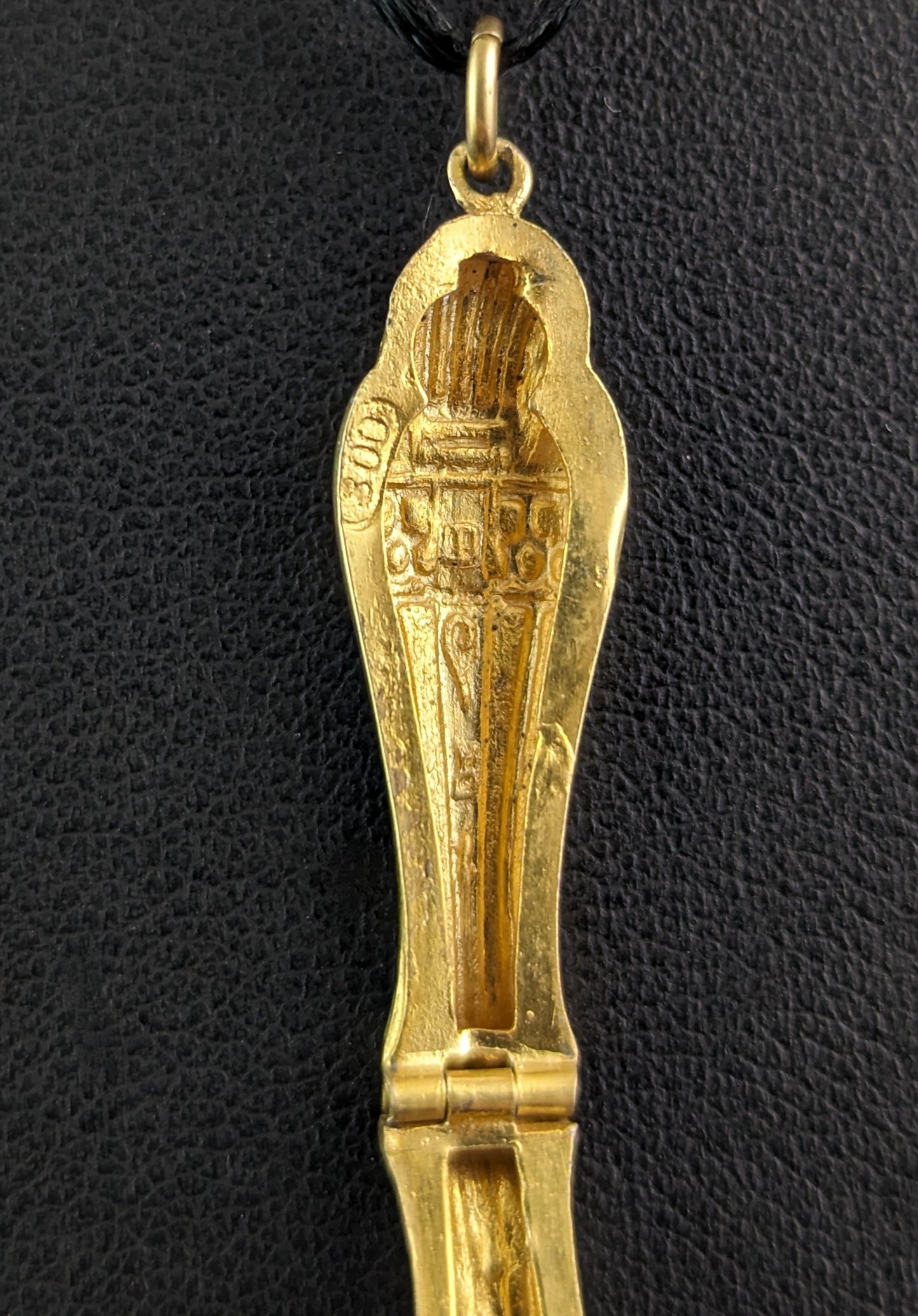 Vintage Art Deco silver gilt and enamel sarcophagus pendant, locket