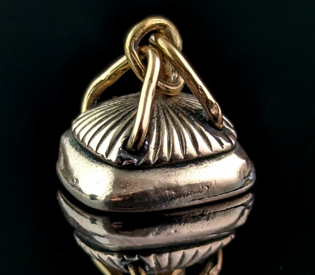 Tiny antique 9ct gold seal fob pendant, Dinna Forget