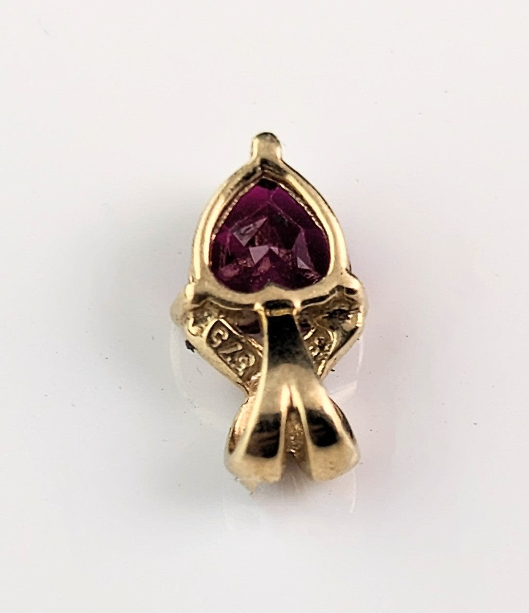 Tiny Vintage Synthetic Ruby and diamond heart pendant