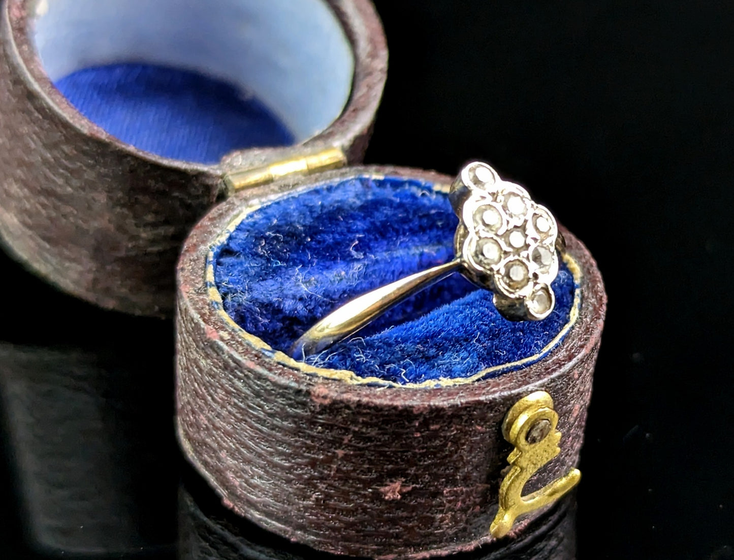 Vintage Art Deco paste navette ring, 9ct gold